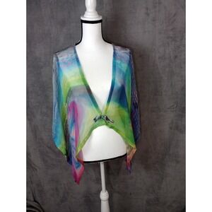 Cocoon House Silk Kimono Style Dolman Sleeve Tie Front Cardigan Large/XL
